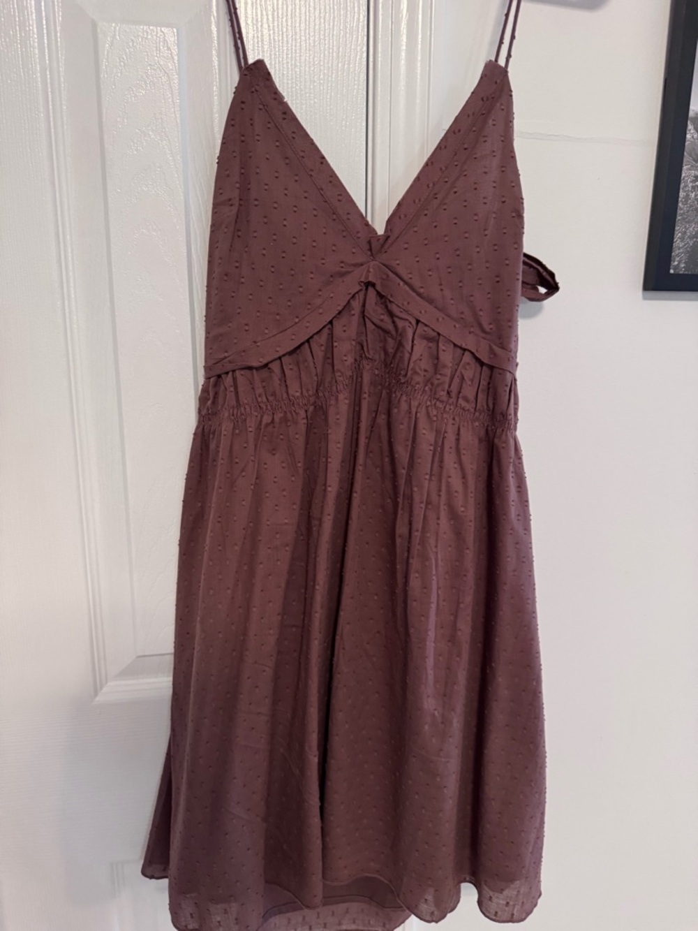 ASOS Brown Swiss Dot Twist-Front Mini Dress